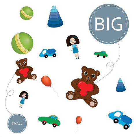 Match the toys by size big or small. Children's educational game ...