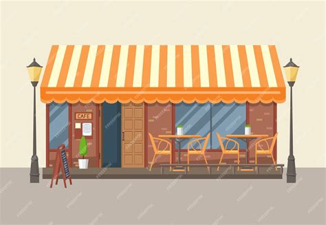 Premium Vector Street Cafe Flat Design Vector Illustration