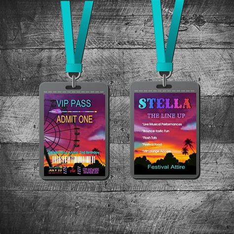 Vip Pass Invitation Tribal Birthday Bright Colors Music Etsy Coachella Theme Party Festival