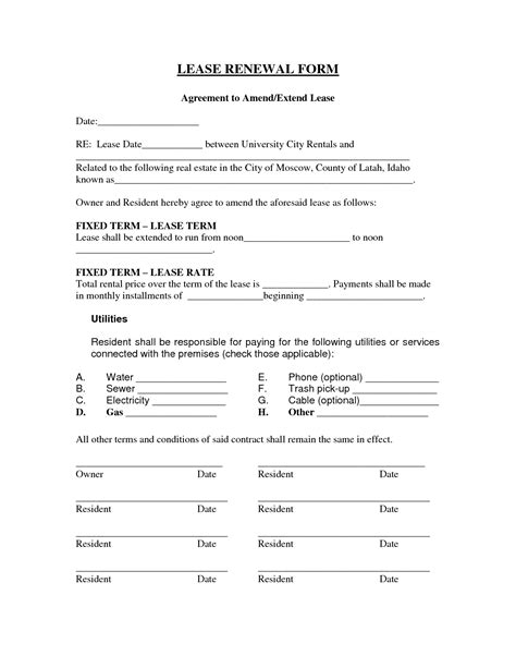 Lease Renewal - Free Printable Documents