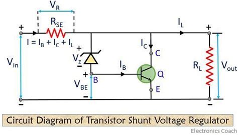 Circuit Diagram Of Transistor Shunt Voltage Regulator Electronics Coach