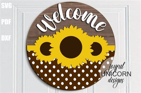 Sunflower Welcome Sign Svg Pdf Dxf Anastasia Boosty