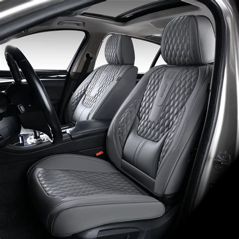 Coverado Gray Car Seat Covers Full Set, 5 Seats Luxury Premium Leather Front and Back Auto Seat ...