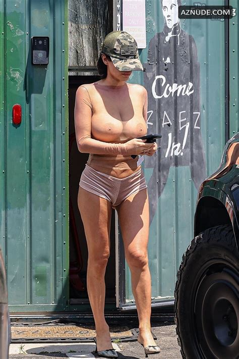 Bianca Censori Sexy And Nude Flashes Her Voluptuous Breasts As She Leaves Melrose Tanning
