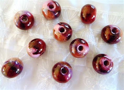 Round Ceramic Beads Handmade Enameled Ceramic Glazed Greek Etsy