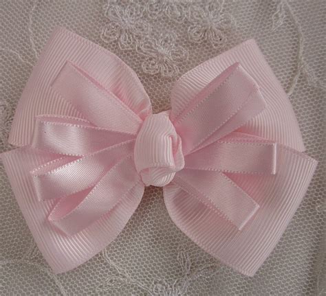 Pink Grosgrain Satin Ribbon Bow Applique Bridal Baby Hair Accessory Etsy