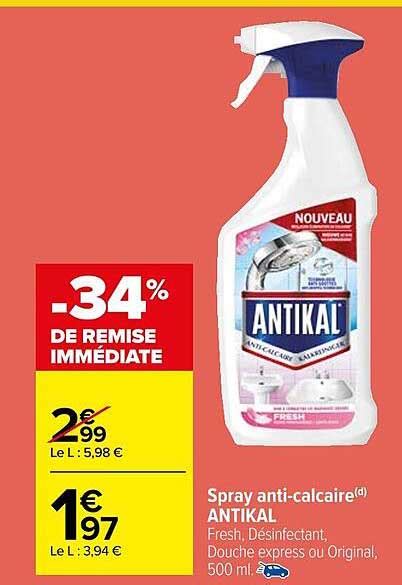 Promo Spray Anti Calcaire Antikal Chez Carrefour Market Icatalogue Fr