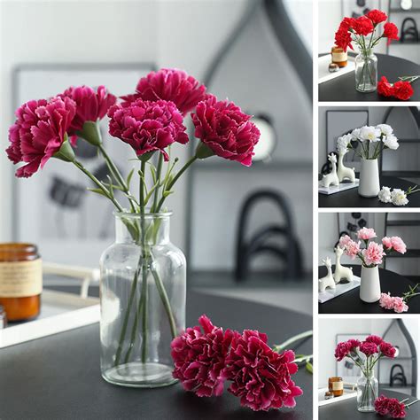 Sunjoy Tech 6Pcs Faux Silk Flower Material Artificial Carnation Flower