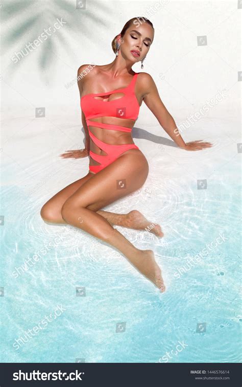 Elegant Sexy Woman Colorful Bikini On Stock Photo Shutterstock