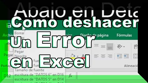 Como Deshacer Un Error En Excel Fundamentos B Sicos Excel Parte