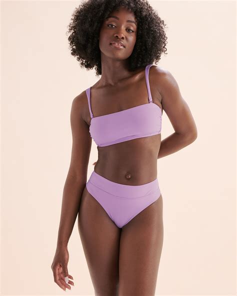 TROPIK Maui Ribbed Bandeau Bikini Top Orchid Bloom Purple Bikini Village
