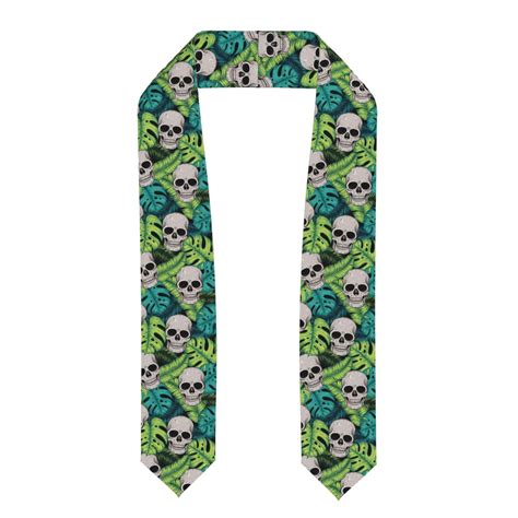 Coaee Skull And Palm Leaves Graduation Stole Unisex Long