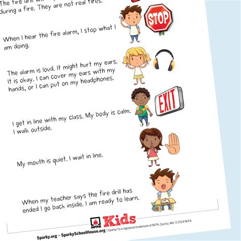 Printable Social Story Fire Drills At School Sparky School House