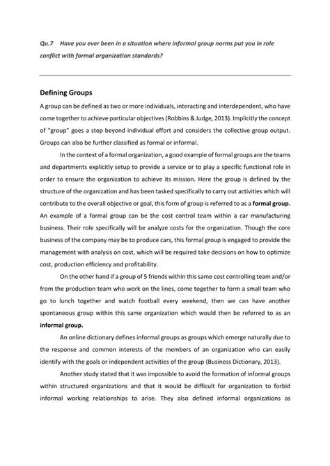 PDF Conflicts Between Informal Group Norms And The Formal