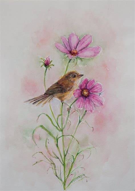 Birds and Flowers Bird Watercolor Bird Painting Bird - Etsy | Bird ...