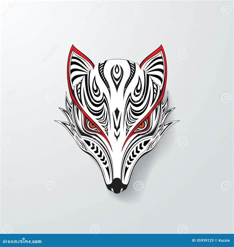 White tribal Fox stock vector. Image of curl, elegance - 35939123