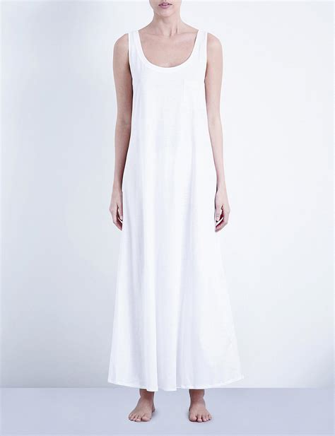 Lyst Hanro Deluxe Cotton Jersey Nightdress In White Save 4