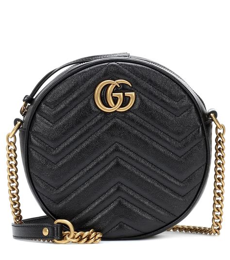 Gucci Mini Circle Gg Marmont Leather Bag In Black Lyst