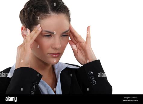 A Brunette With A Headache Stock Photo Alamy