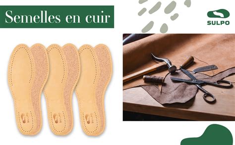 SULPO Lot de 3 paires de semelles intérieures en cuir tanné végétal