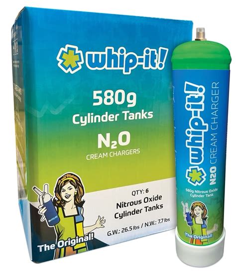 WHIP IT CYLINDER TANK NITROUS OXIDE CREAM CHARGER 580G BOX OF 6 - Vape plus