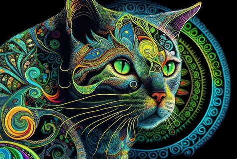 Premium Ai Image Abstract Colorful Cat