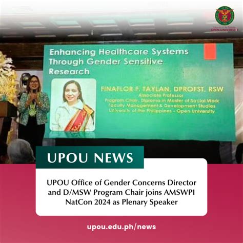 UPOU Office Of Gender Concerns Director And D MSW Program Chair Joins