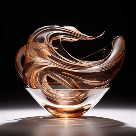 Premium Photo Elegant Handcrafted Glass Sculpture With Swirling Brown And Beige Patterns