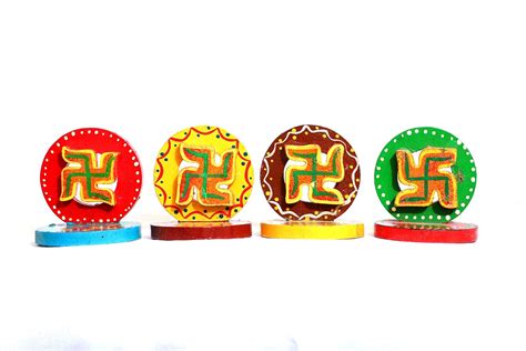 Hast Shilp Wooden Swastik Agarbatti Stand Set Of 4 Home