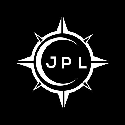 JPL abstract technology circle setting logo design on black background. JPL creative initials ...