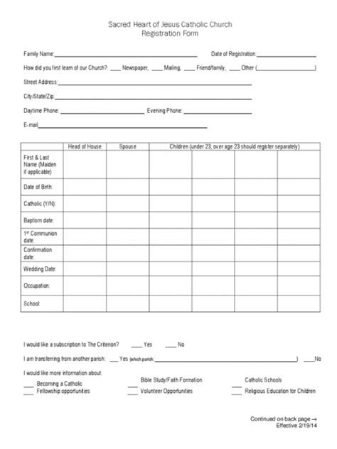 Editable Church Registration Form Free Templates In Pdf Word Parish