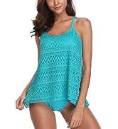 FLYILY Femme Tankini Maillot de Bain Bikini Set 2 Pièces Shorty avec
