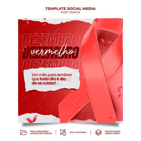 Dezembro Vermelho Luta Contra A Aids Modelo De Feed De Mídia Social Psd