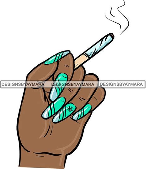 Long Nails Female Hand Holding Blunt Cigarette Joint Logo Pipe Etsy