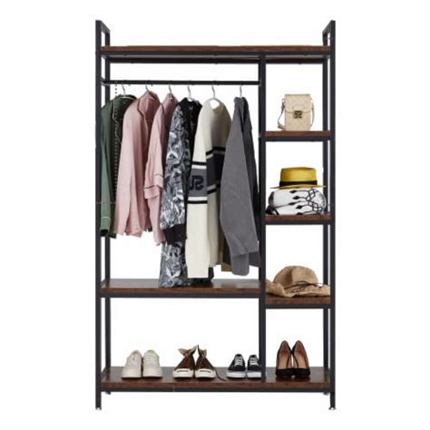 JOMEED Freestanding Closet Clothing Rack Organizer with Shelves and ...