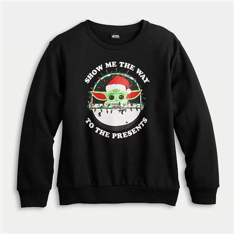 Boys 8 20 Star Wars The Mandalorian Long Sleeve Crewneck Holiday Fleece