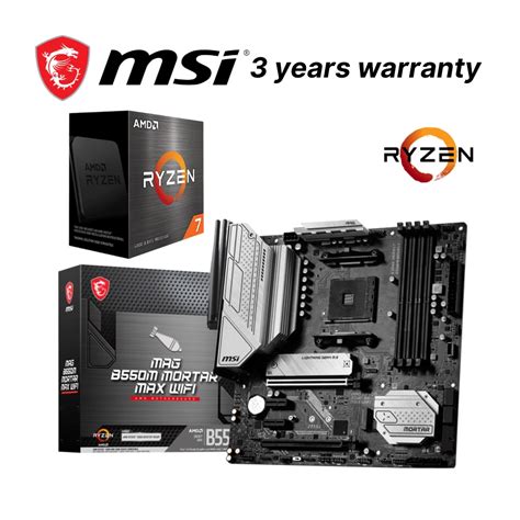 AMD Ryzen 7 5700X Desktop Processor with MSI MAG B550M Mortar Max WiFi ...