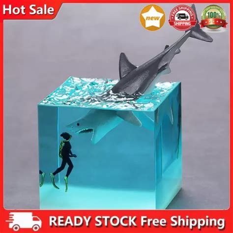 LUMINOUS WHALE CRAFT With Light Whale Diver Night Light Cube 5cm Home