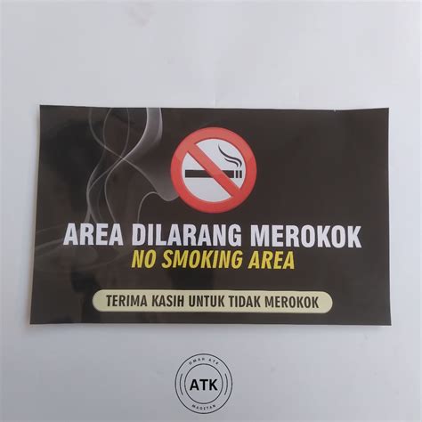 Jual Stiker Area Dilarang Merokok No Smoking Area Terima Kasih