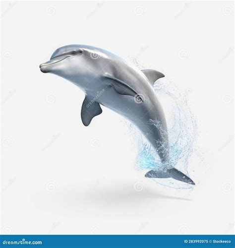 Impressive 3d Rendering Of Dolphin Jump On White Background Stock