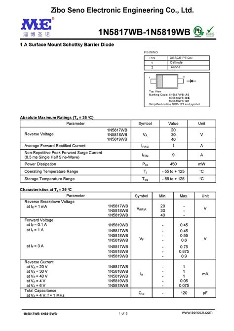 1n5817wb 1n5819wb肖特基二极管sod 123flword文档在线阅读与下载无忧文档