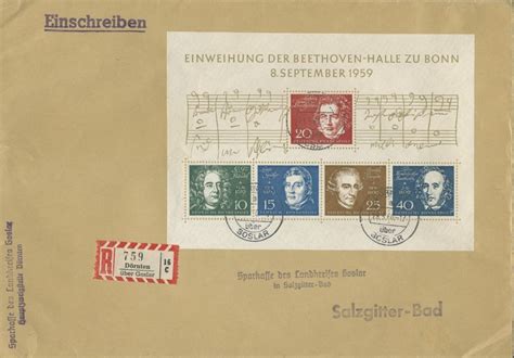 Bund Beethoven Block Auf R Brief D Rnten Ber Goslar Sg