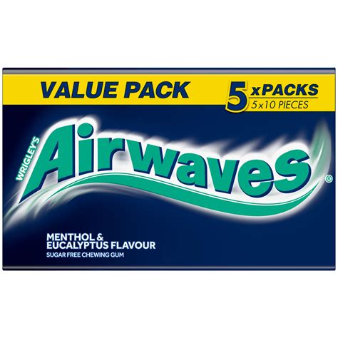 Buy Airwaves Chewing Gum Menthol And Eucalyptus 5 X 10 Pieces Online At Desertcartuae