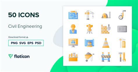 Civil Engineering Icon Pack | Gradient fill | 50 .SVG Icons