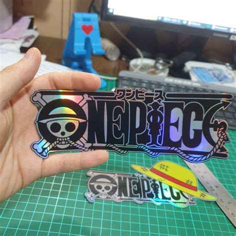 Jual Sticker Hologram Anime Besar PSH1078 One Piece Logo BW