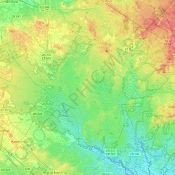 Wharton State Forest topographic map, elevation, terrain