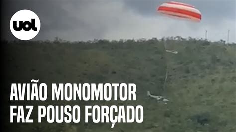 Avião monomotor faz pouso forçado paraquedas na grande BH veja