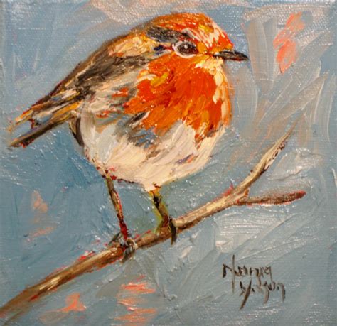 Norma Wilson Art Norma Wilson Original Oil English Robin Bird Art