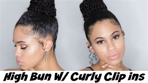 High Bun Tutorial using HerGiven Hair Curly Clip Ins [Video] - Black ...