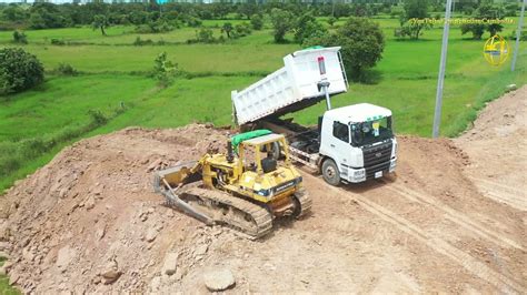 Best Dozer Pushing And Dump Trucks Dumping YouTube